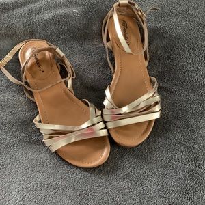 Gold strappy sandal flats
